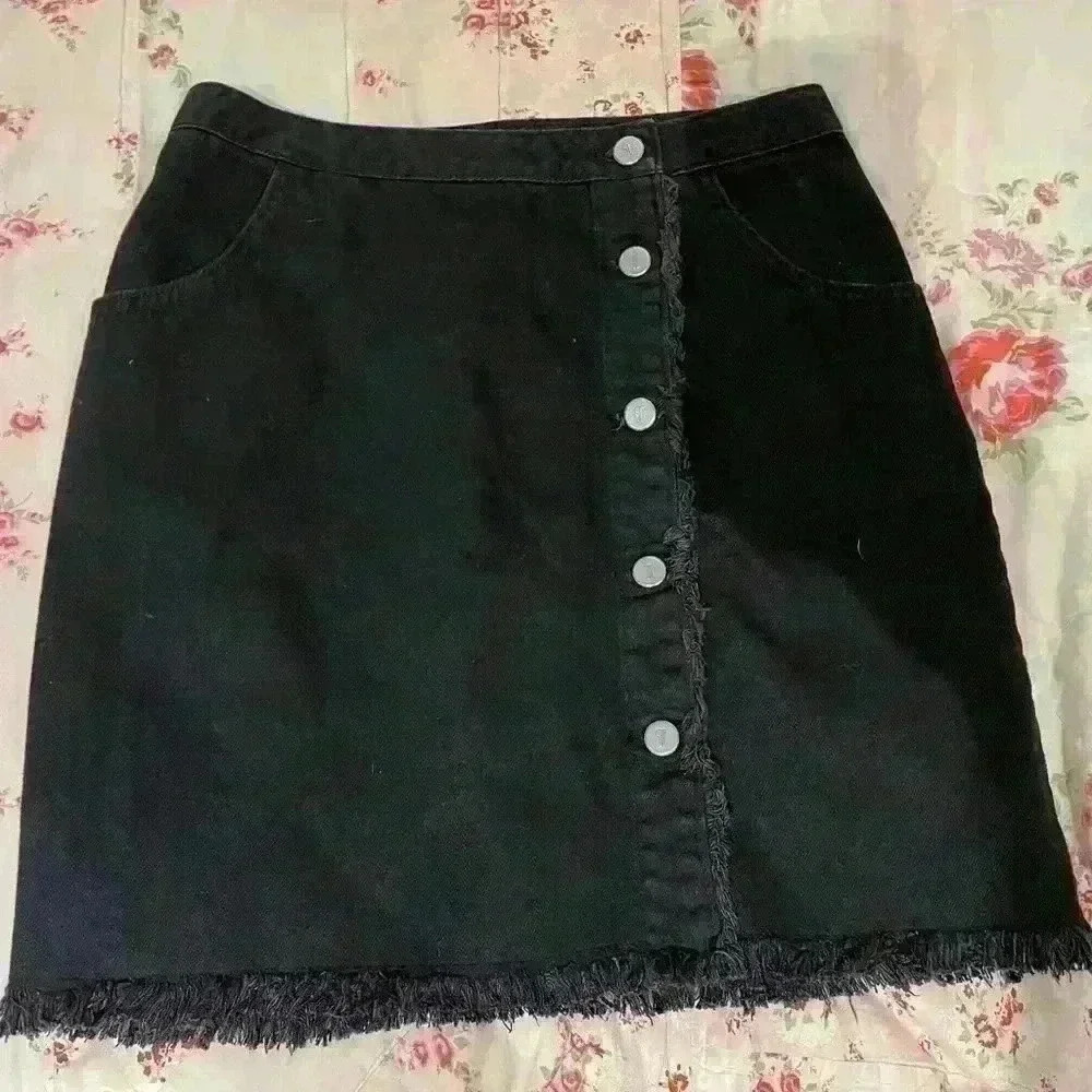 ANTHROPOLOGY Pilcro and the Letterpress Black Full Button Jean Skirt Size 4 - Picture 12 of 12